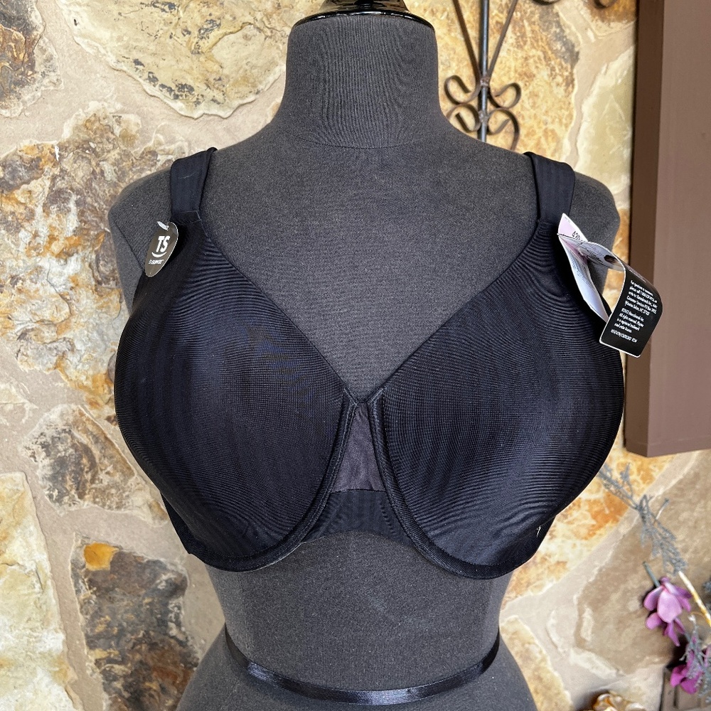 Playtex Secrets - Perfectly Smooth Underwire Bra - Size 42D - Black - NWTags